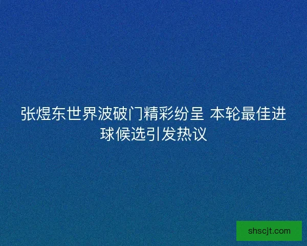 张煜东世界波破门精彩纷呈 本轮最佳进球候选引发热议